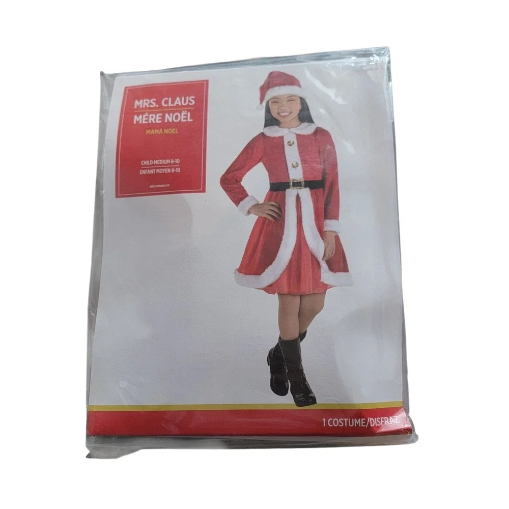 Mrs. Claus Christmas Holiday Girls red velvet-style Costume Santa Hat White Fur